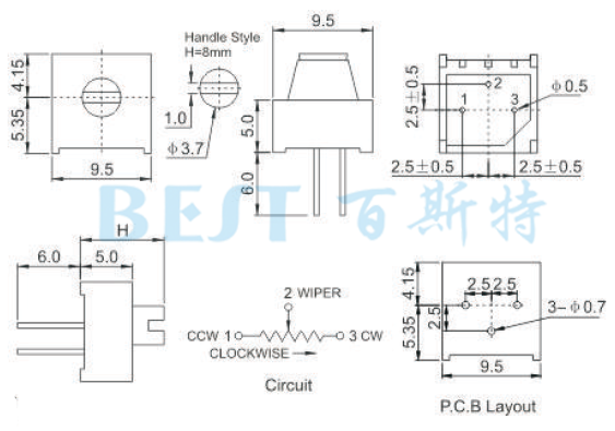 精密電位器JML3386PM參考圖紙 精密電位器JML3386PM參考圖紙